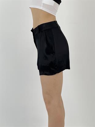 Kadın Siyah Saten Şort