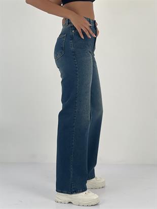 Kadın Taş İşlemeli Yüksek Bel Jean Pantolon