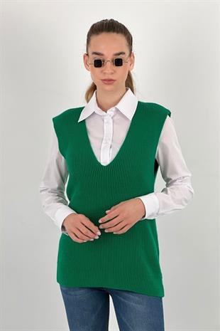 Kadın V Yaka Triko Süveter 1