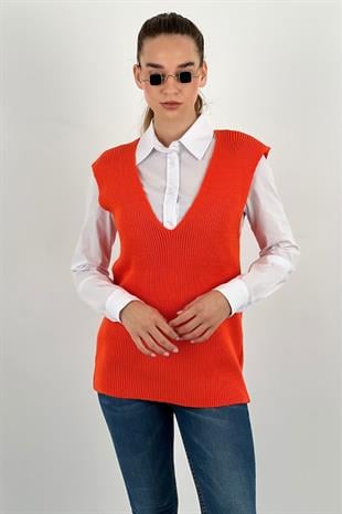 Kadın V Yaka Triko Süveter 1