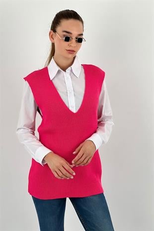 Kadın V Yaka Triko Süveter 1