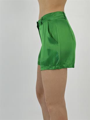 Kadın Yeşil Saten Şort