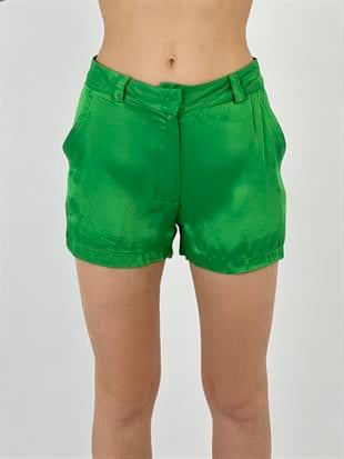 Kadın Yeşil Saten Şort