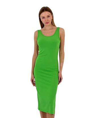 Kadın Yırtmaçlı Askılı Yazlık Dar Maxi Elbise