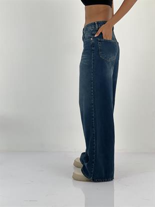 Kadın Yüksek Bel Geniş Paça Jean Pantolon