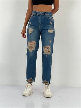 Kadın Yüksek Bel Mom Jean Pantolon