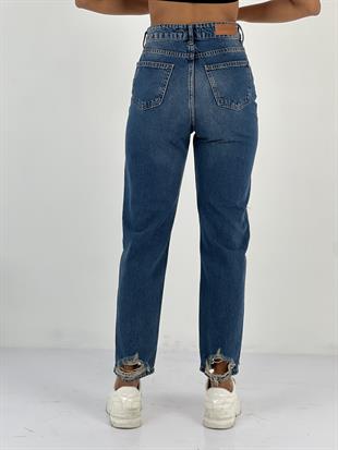 Kadın Yüksek Bel Mom Jean Pantolon