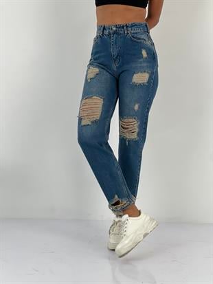 Kadın Yüksek Bel Mom Jean Pantolon