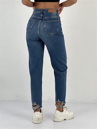 Kadın Yüksek Bel Mom Jean Pantolon