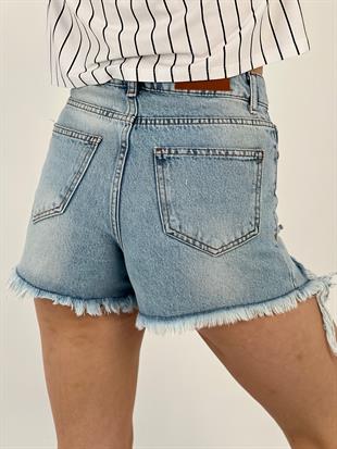 Mavi Full Taşlı Şort