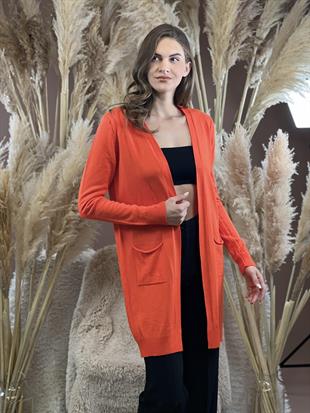 Oranj Cepli Uzun Kadın Basic Hırka