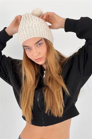 Ponponlu Kışlık Kadın Bere  Vizon-Renk