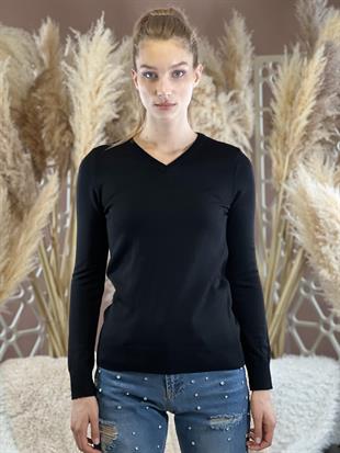 V Yaka Basic Kadın Triko Kazak