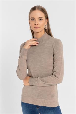 Yarım Balıkçı Yaka Basic Kadın Triko Kazak