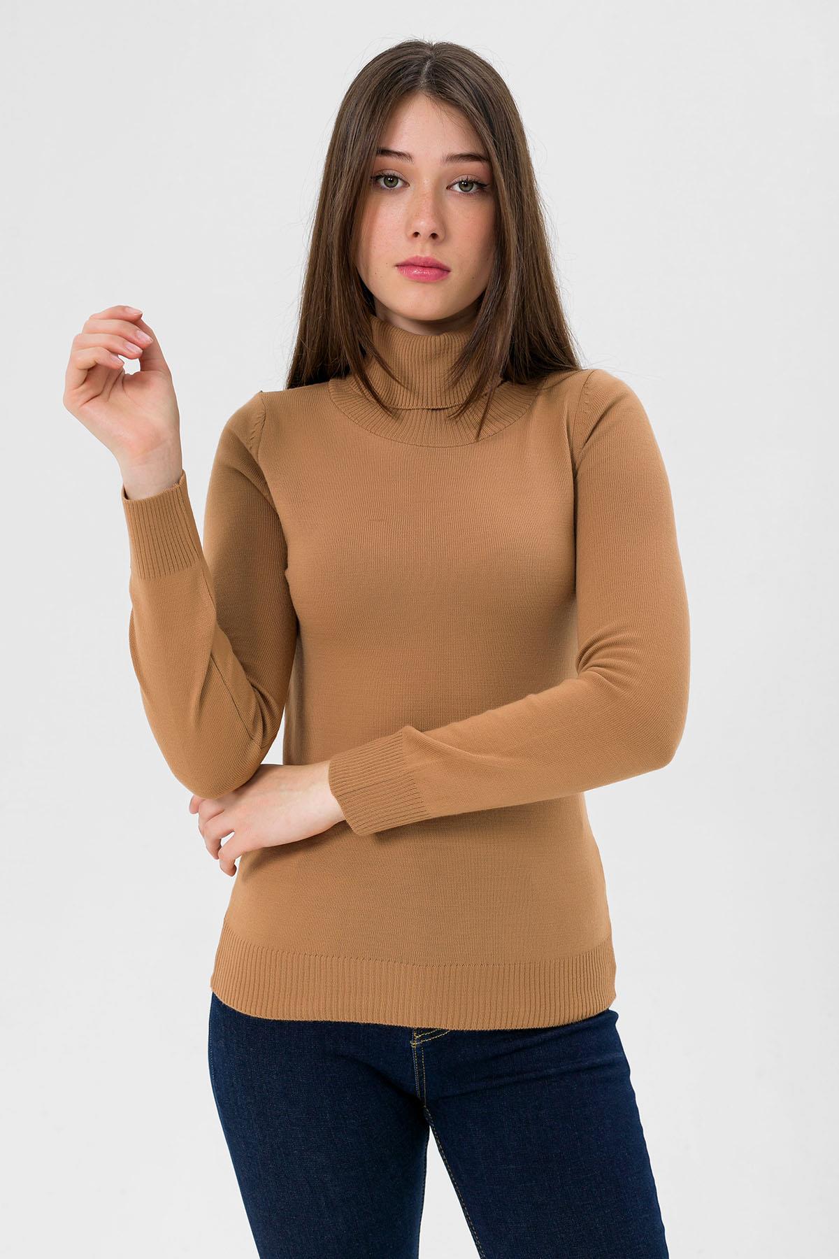 Balıkçı Yaka Basic Kadın Camel Triko Kazak · 3