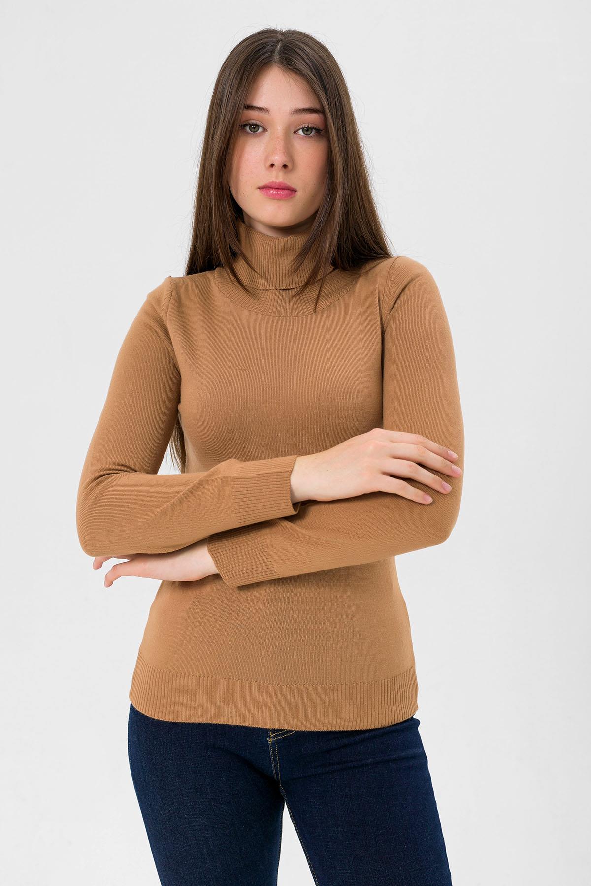 Balıkçı Yaka Basic Kadın Camel Triko Kazak · 4
