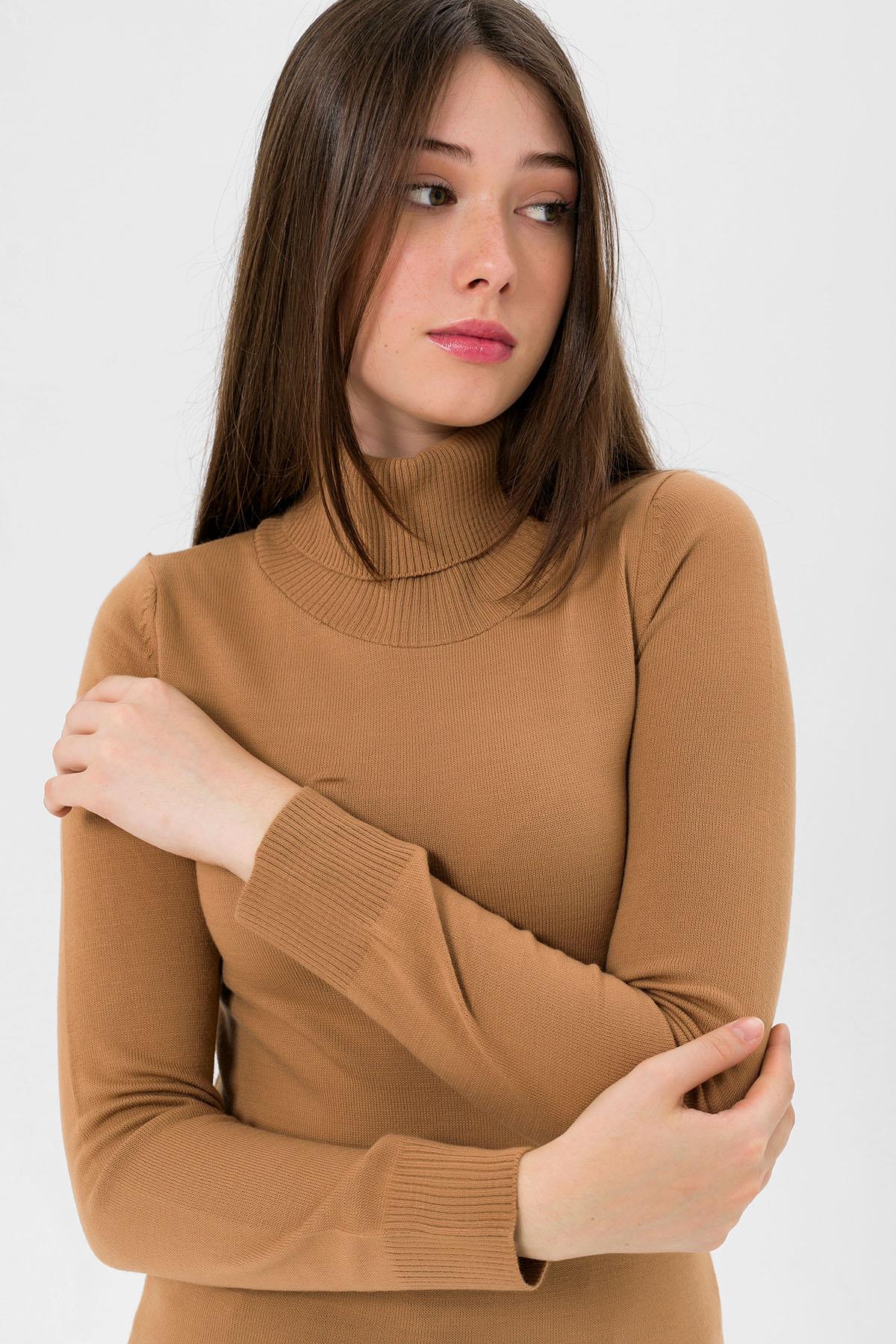 Balıkçı Yaka Basic Kadın Camel Triko Kazak · 5