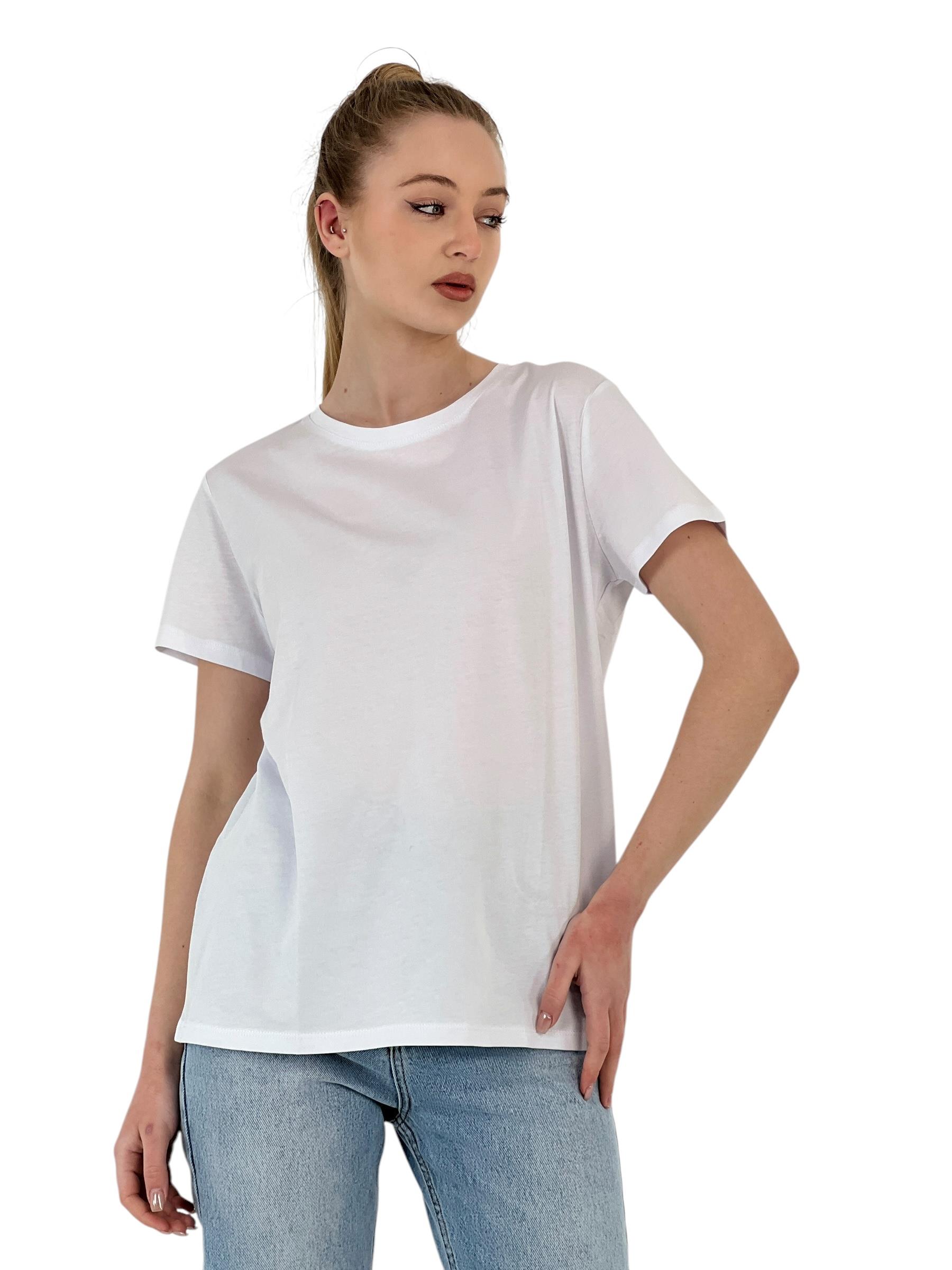 Kadın Basic Yazlık Kısa Kollu Spor Beyaz Tişört · 6