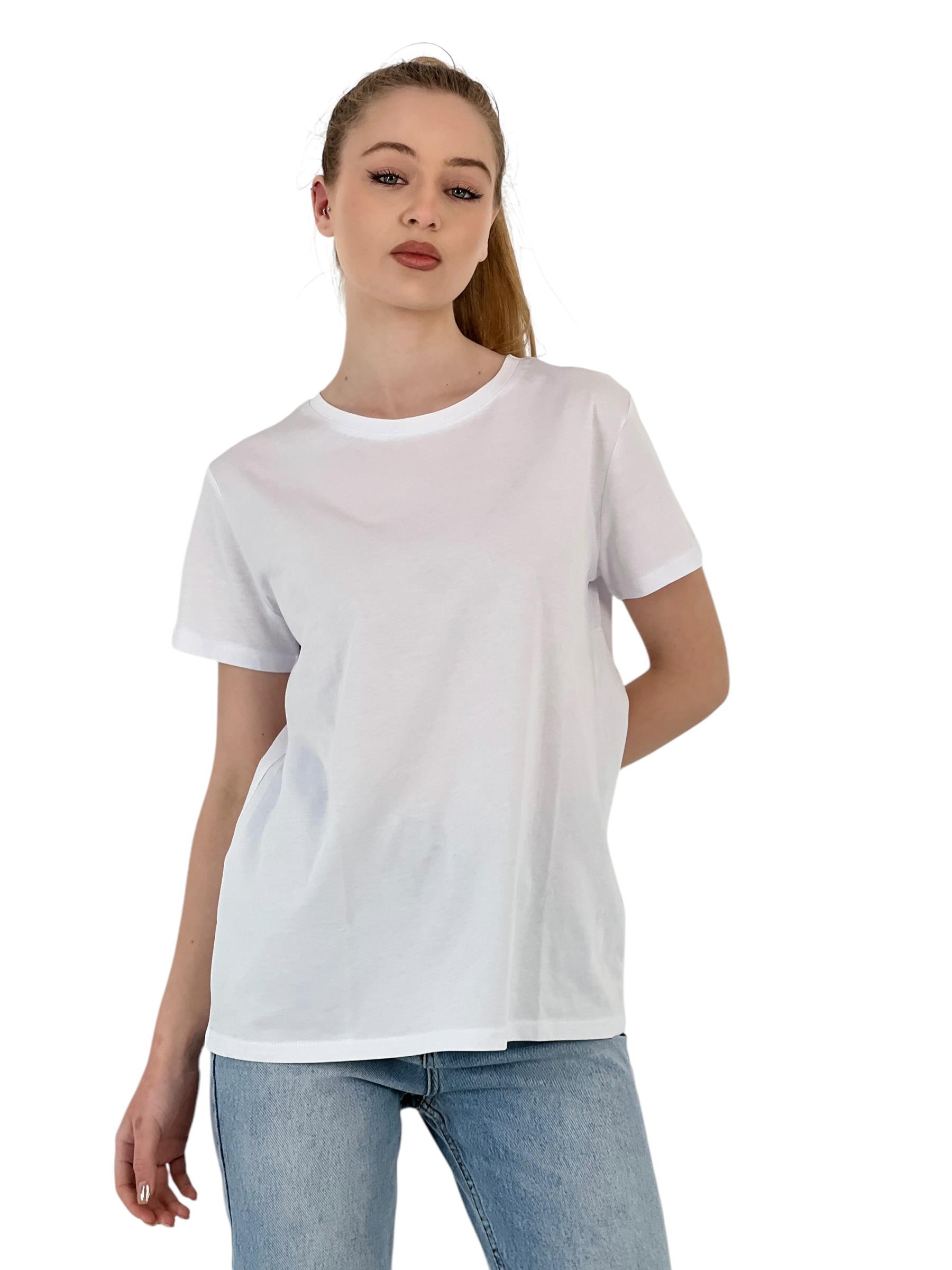 Kadın Basic Yazlık Kısa Kollu Spor Beyaz Tişört · 3