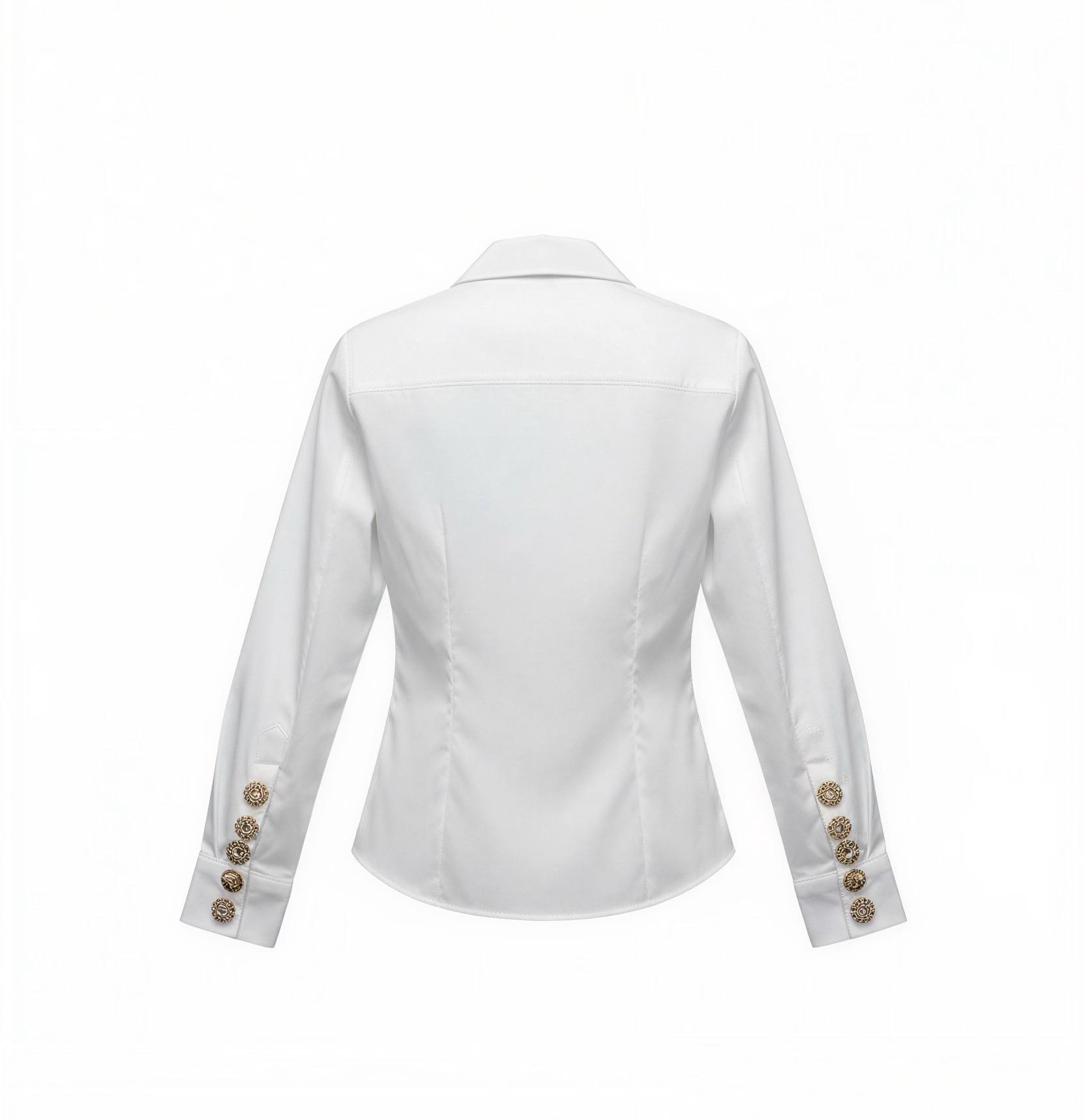 Kadın Beyaz Slim Fit Kol Düğme Detaylı Gömlek · 3