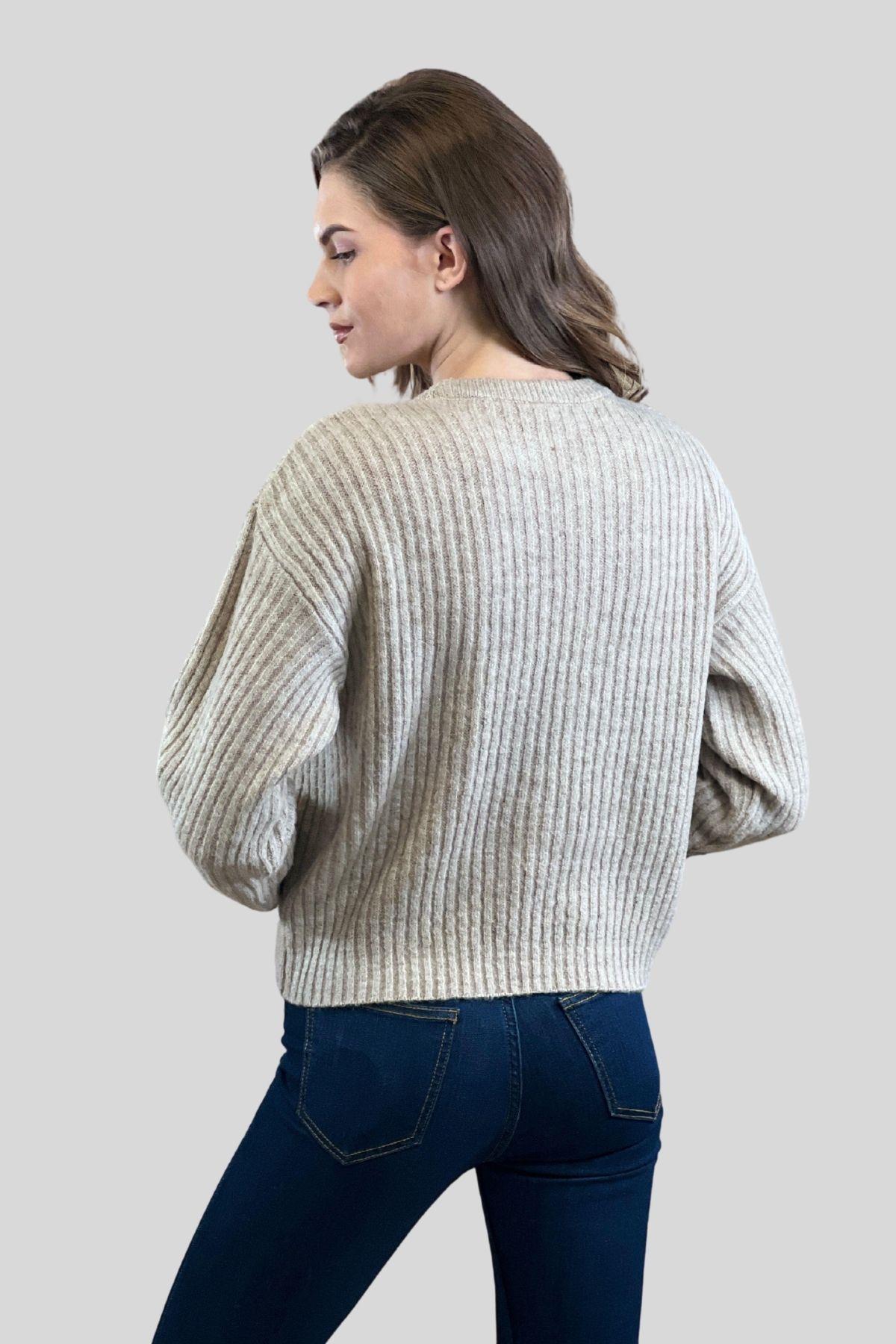 Kadın Bisiklet Yaka Oversize Kışlık Turuncu Triko Kazak · 26