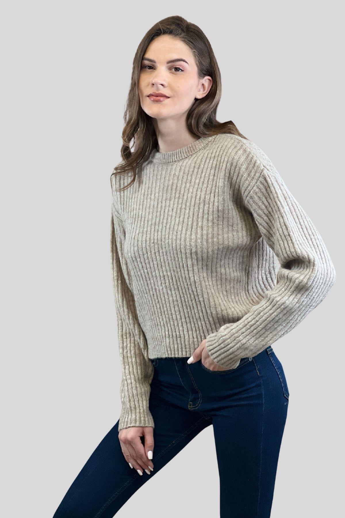 Kadın Bisiklet Yaka Oversize Kışlık Turuncu Triko Kazak · 28