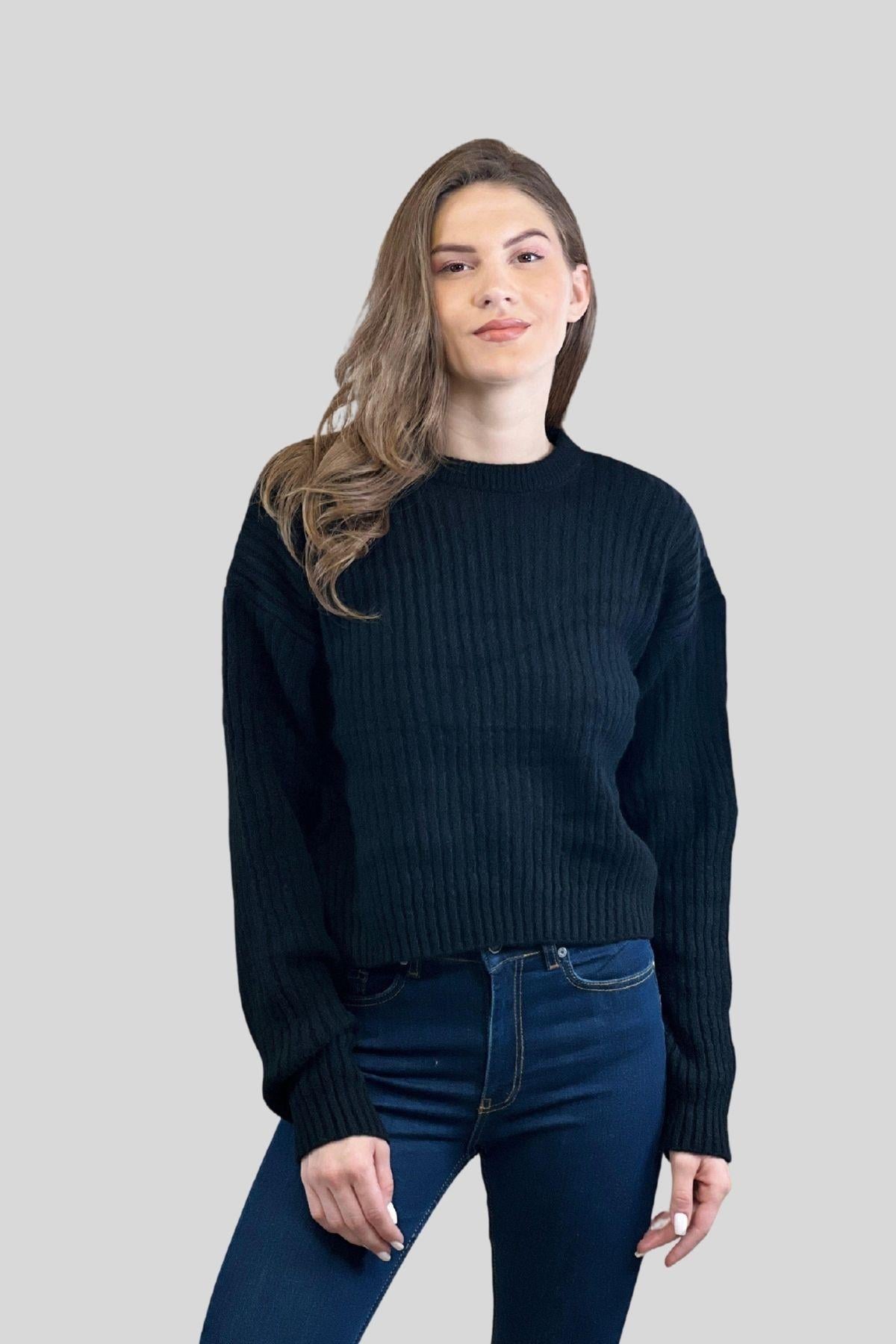 Kadın Bisiklet Yaka Oversize Kışlık Turuncu Triko Kazak · 25