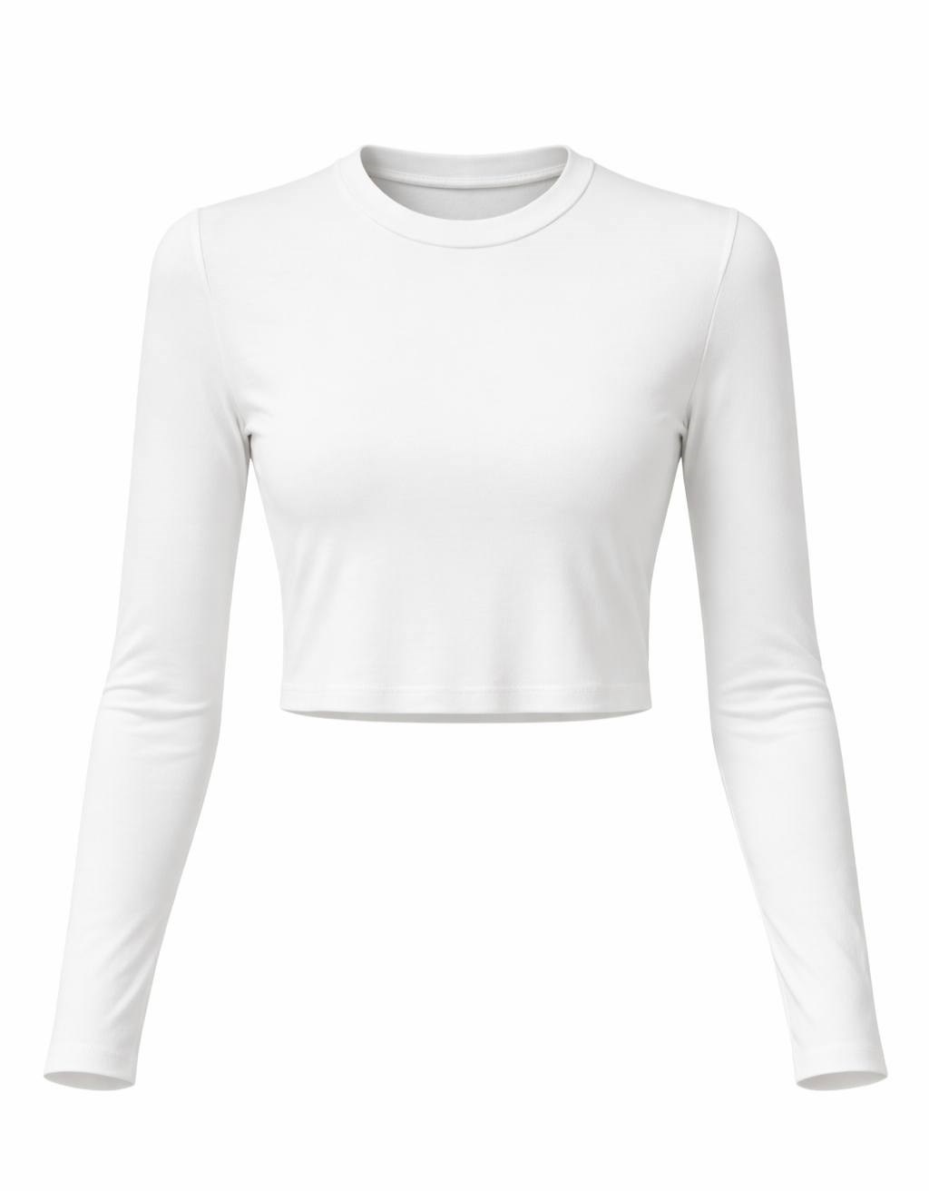 Kadın Bisiklet Yaka Uzun Kollu Crop Bluz