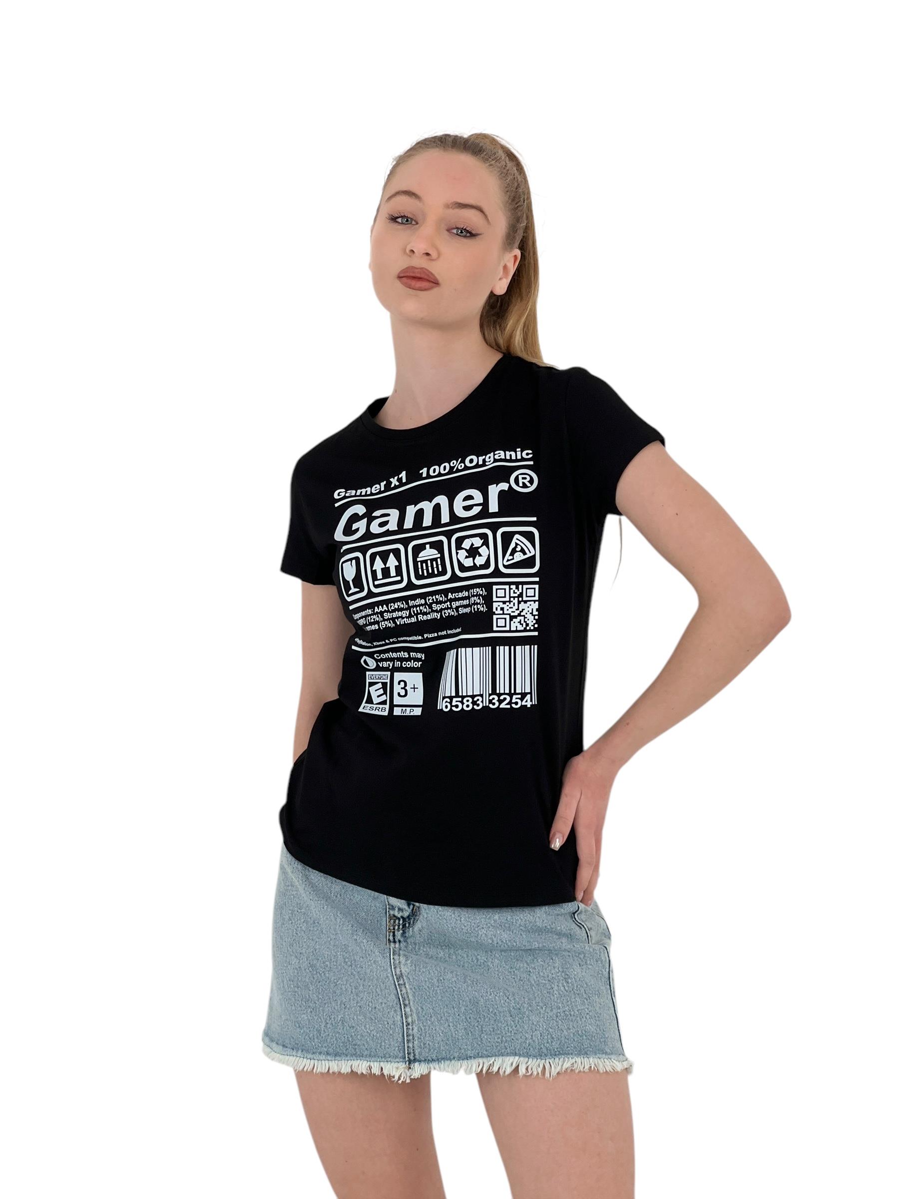 Kadın Gamer Baskılı Kısa Kollu Yazlık Beyaz Tişört · 16