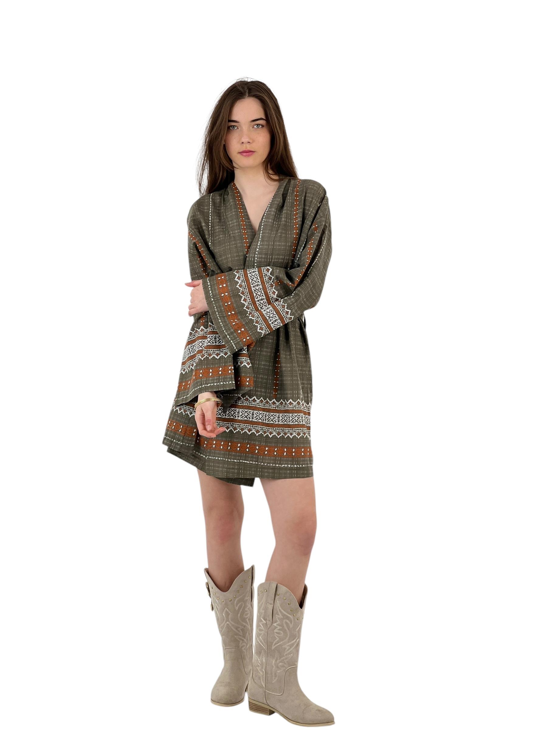Kadın Mini Desenli Bol Yazlık Kimona&Kaftan