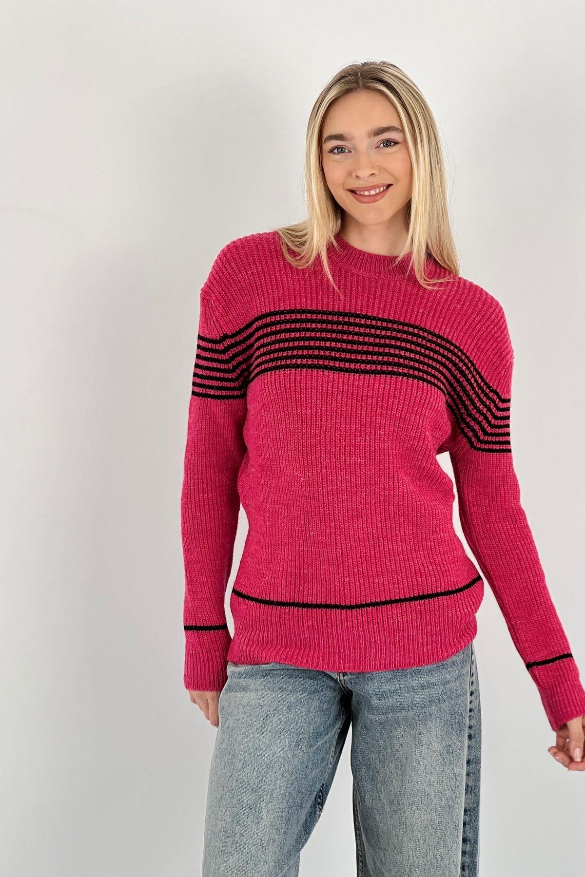Kadın Oversize Bisiklet Yaka Kışlık Uzun Yeşil  Triko Kazak · 27