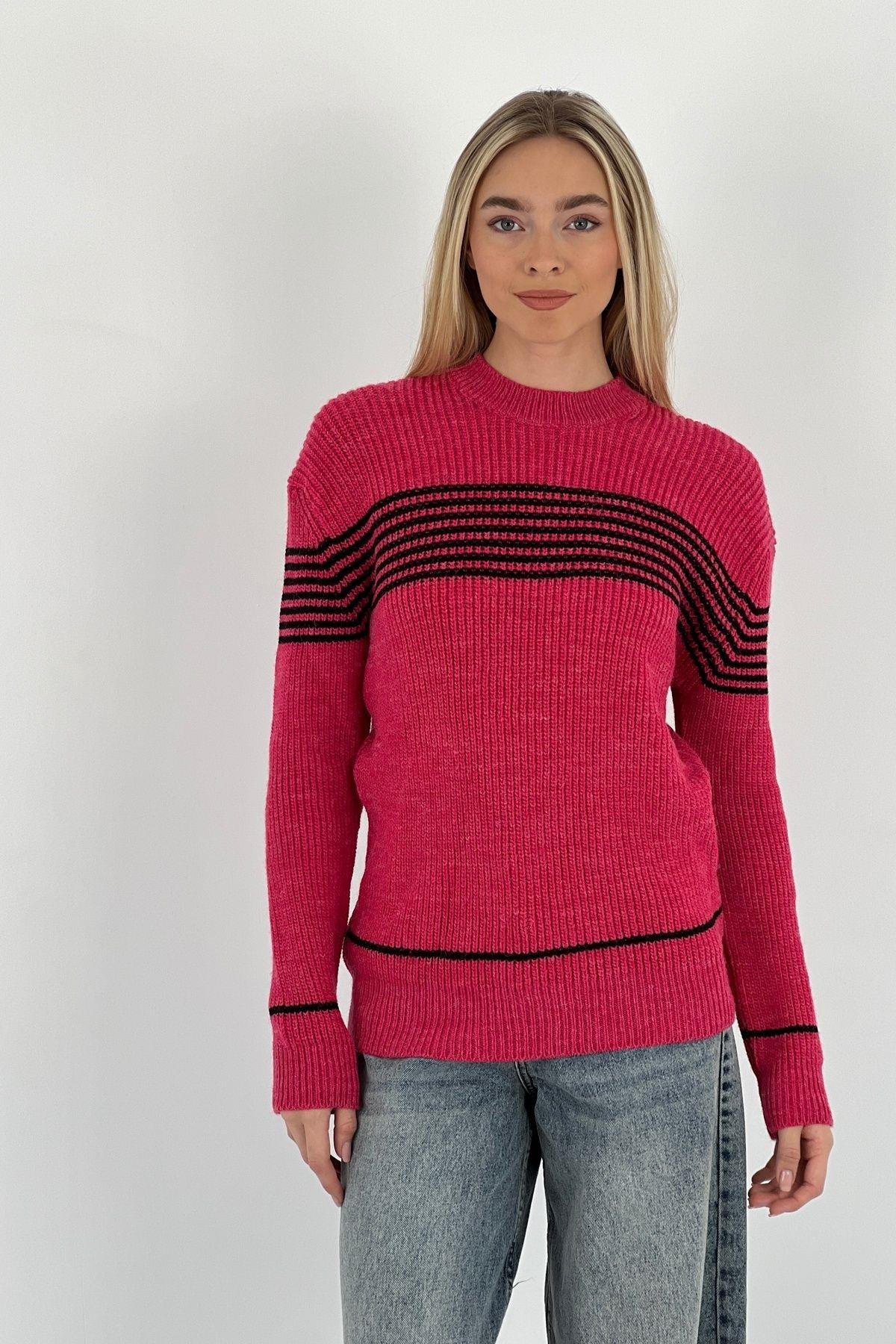 Kadın Oversize Bisiklet Yaka Kışlık Uzun Yeşil  Triko Kazak · 5