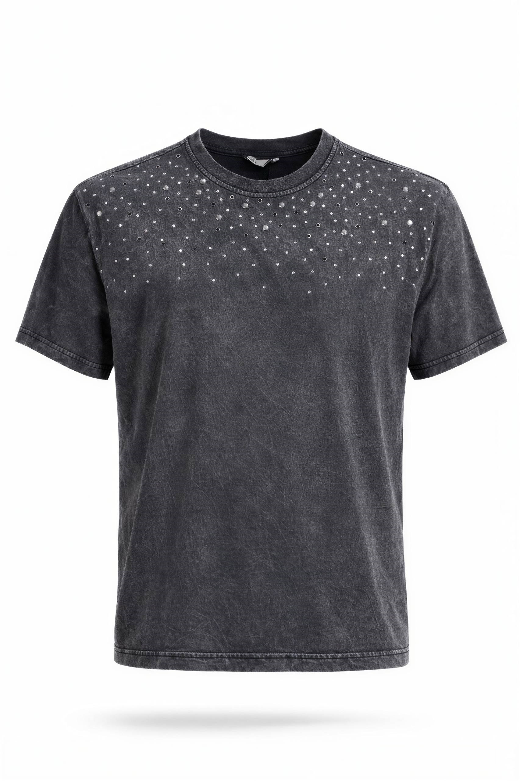 Kadın Siyah Taş Detaylı %100 Pamuk T-Shirt
