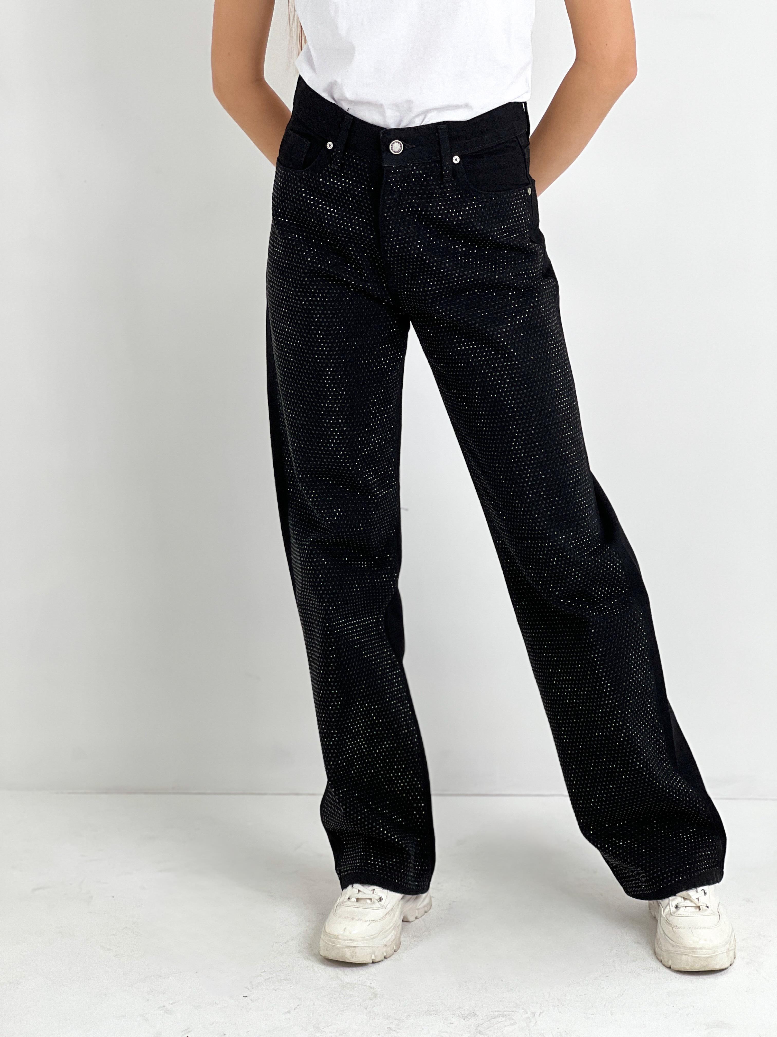 Kadın Taş Baskı Wide Leg Jean-Antrasit