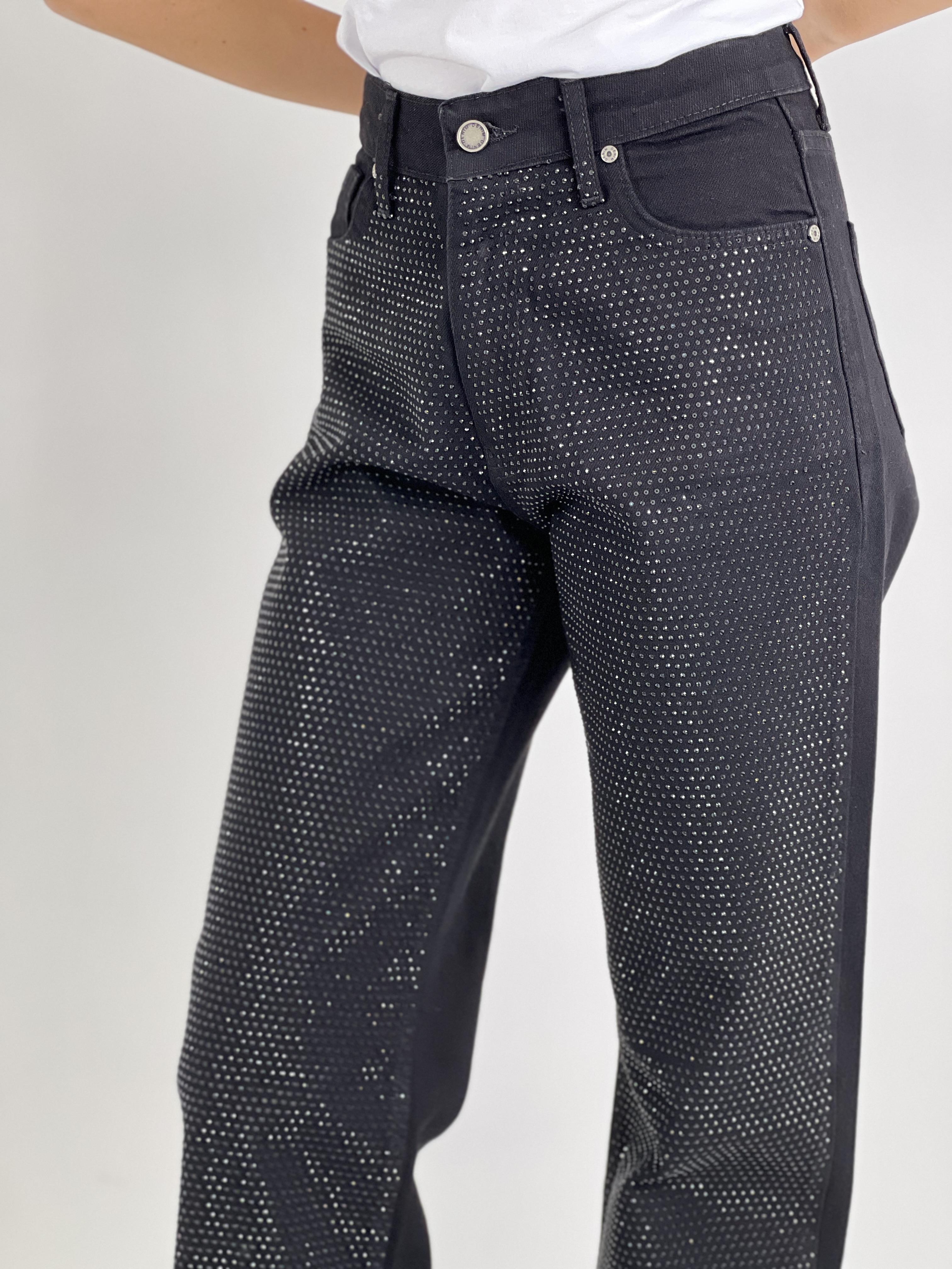 Kadın Taş Baskı Wide Leg Jean-Antrasit · 2