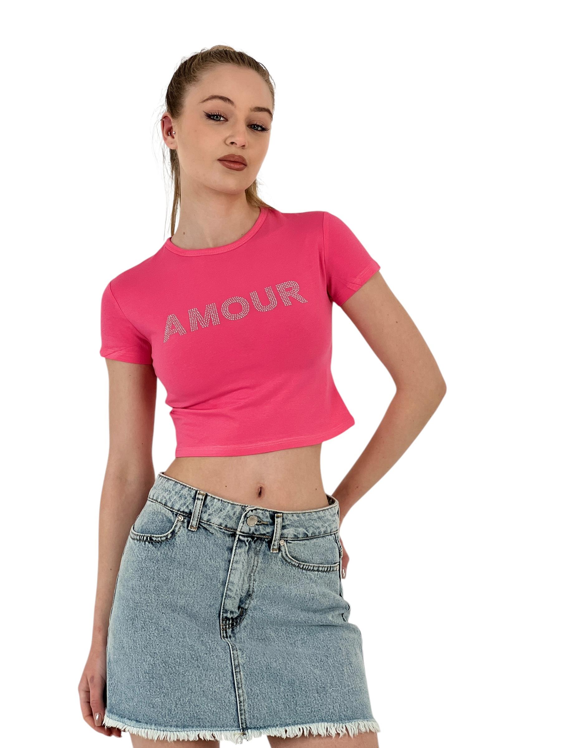 Kadın Taşlı Kısa Kollu Yazlık Beyaz Crop Tişört · 26