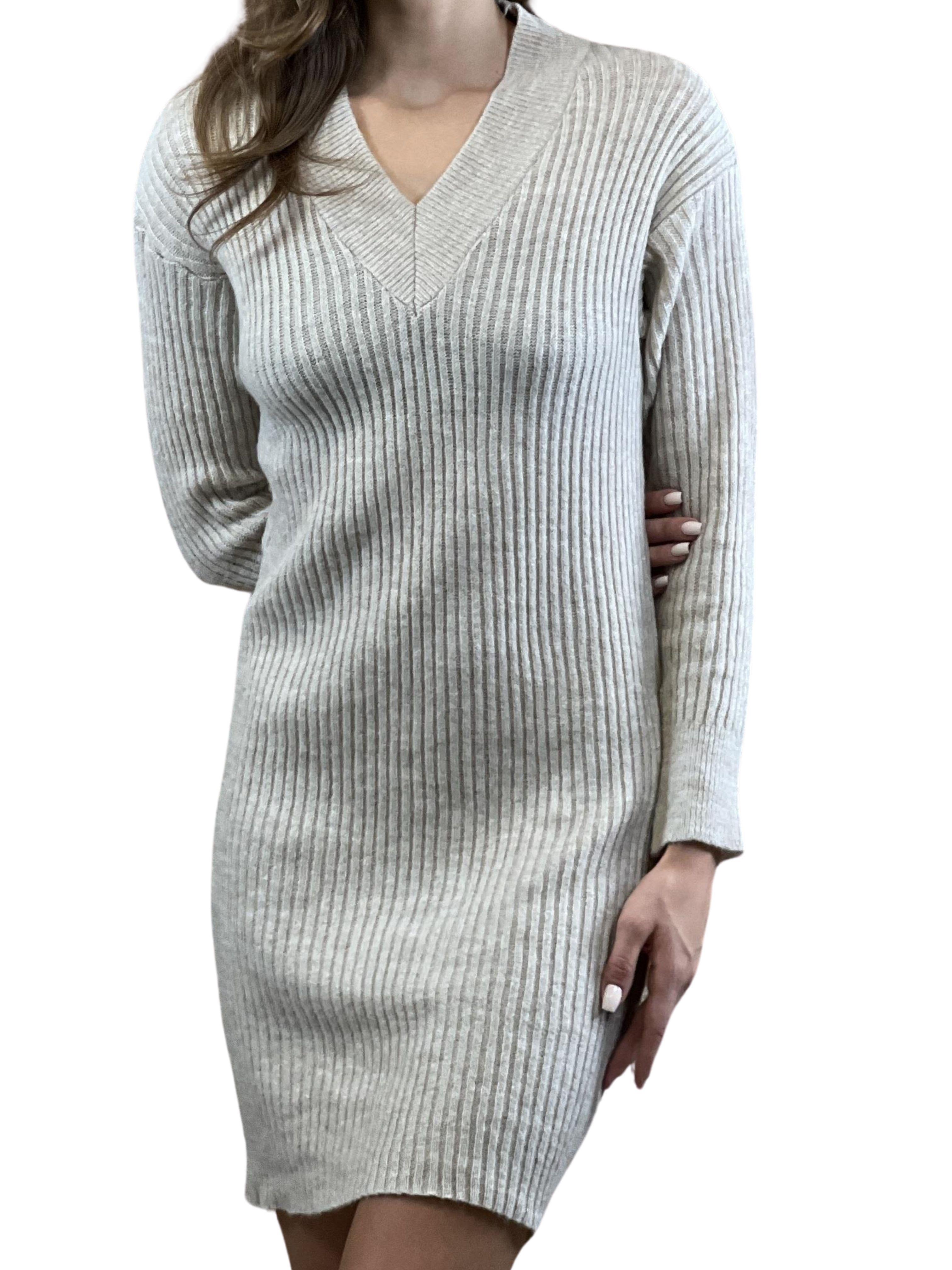 V Yaka Fitilli Basic Kadin Triko Elbise · 20