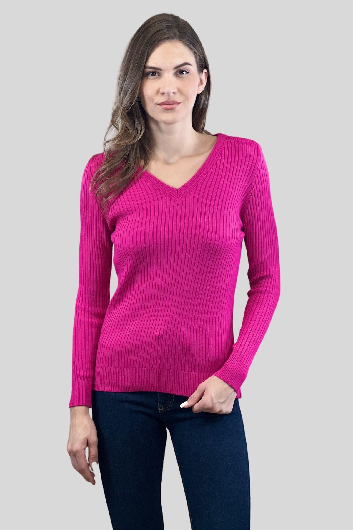 Kadın V Yaka Slim Fit Fitilli Uzun Kışlık Ekru Triko Kazak · 25