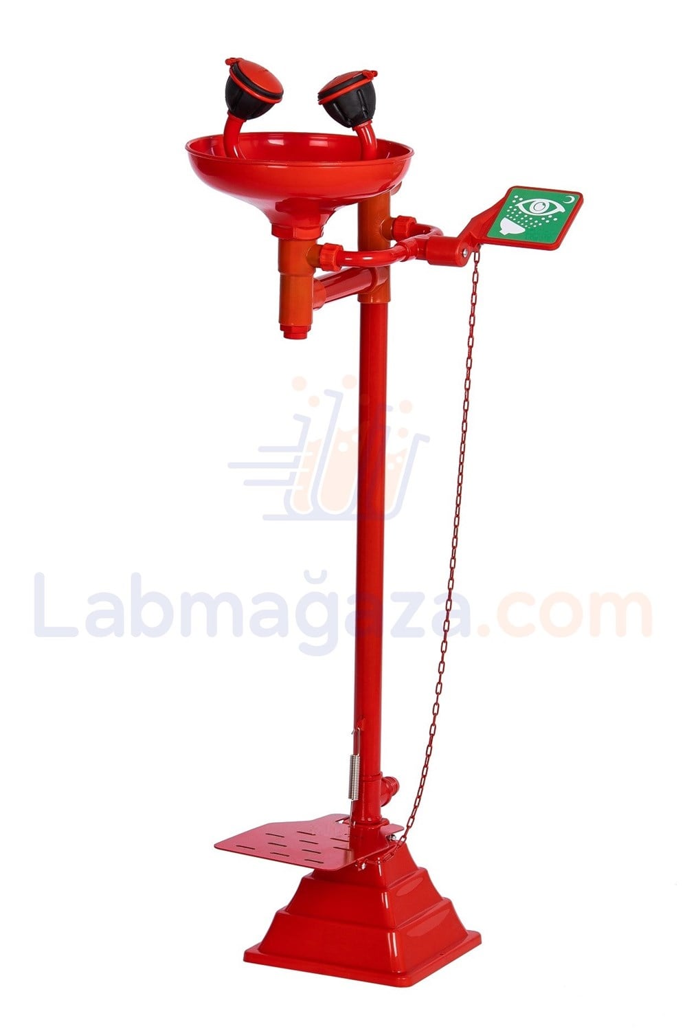 Zemine monte Çift Çıkışlı Acil Göz Duşu (Ayak Pedallı)