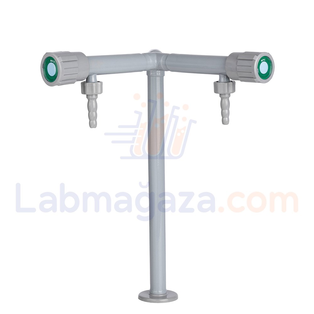 Laboratuvar Tek Girişli Çift Çıkışlı Su Musluğu 90°