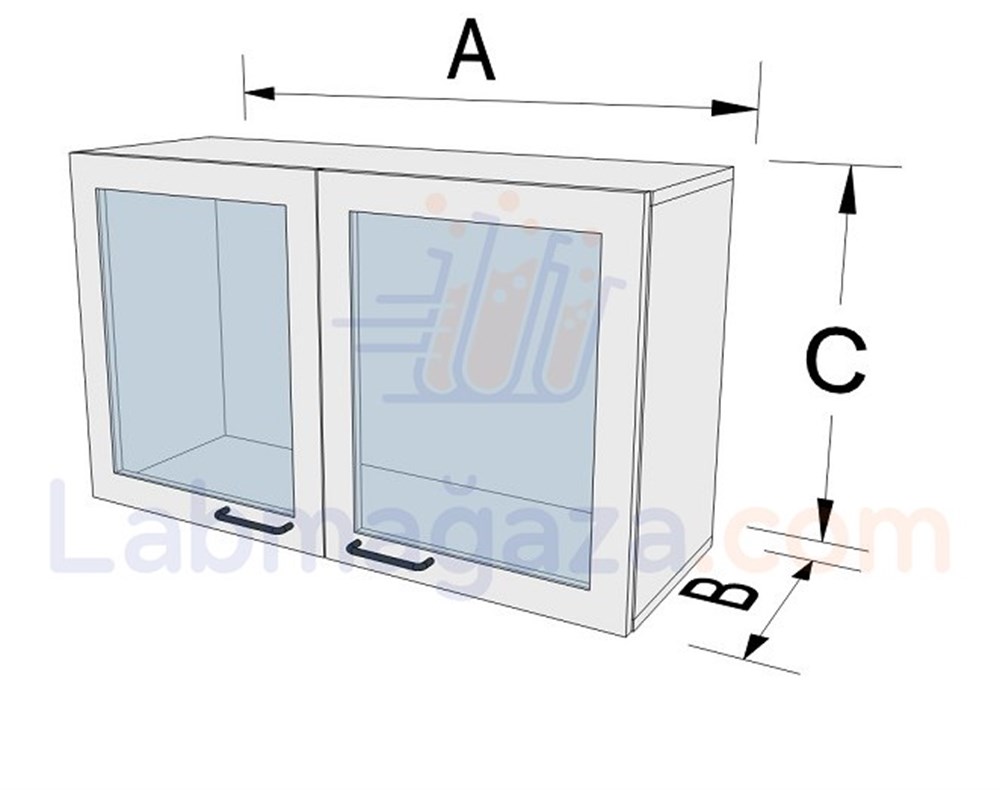 Netatech Tezgah Üzeri MDFLAM Cam Kapaklı Asma-Üst Dolap (MC)