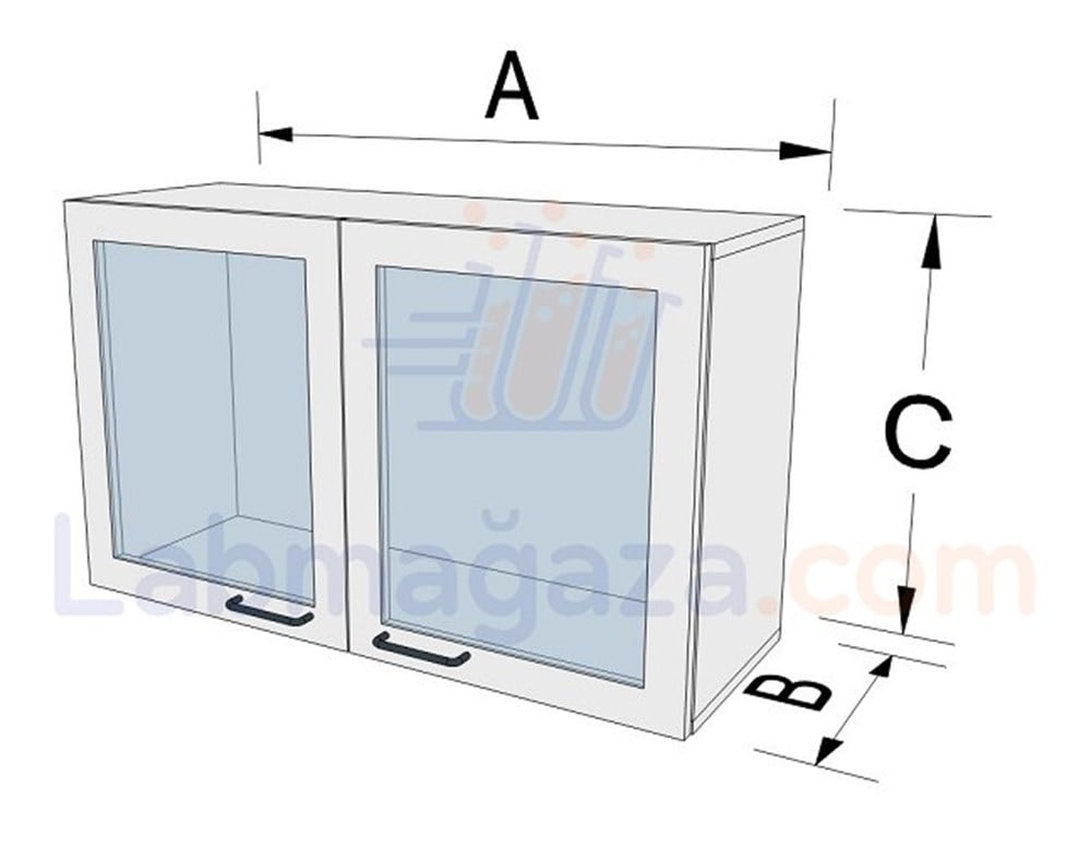 Netatech Tezgah Üzeri Galvaniz Çelik Cam Kapaklı Asma-Üst Dolap (GC)
