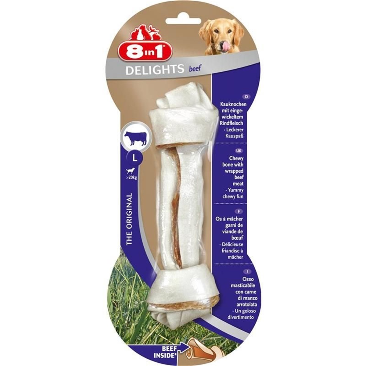 8 in1 Delights Beef Bones Köpekler İçin Ağız Bakım Kemiği Large