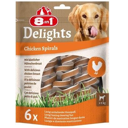 8 in1 Delights Chicken Spirals Tavuklu Burgu Köpek Ödülü 6 lı 60 Gr