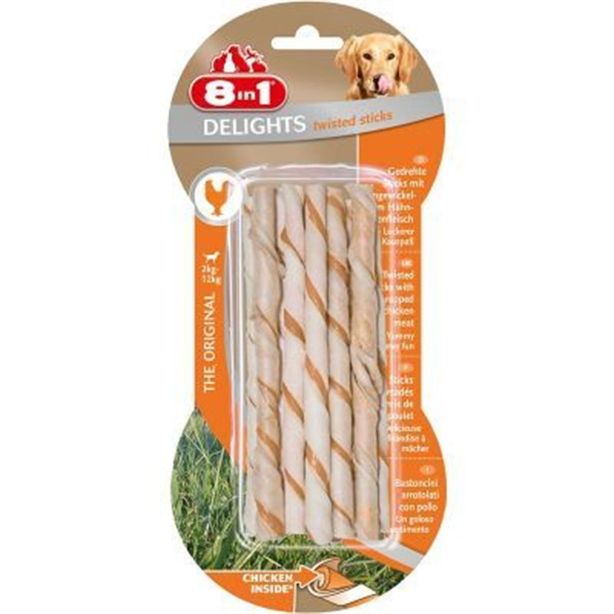 8 in1 Delights Twisted Sticks Tavuklu Köpek Ödül Kemiği 55 Gr 10 Adet