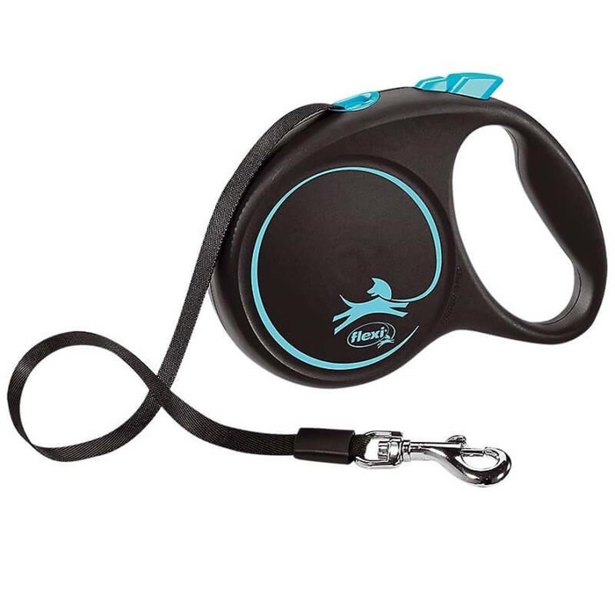 Flexi Black Design Mavi  Otomatik Şerit Köpek Gezdirme Tasması S Max 15 Kg 5 Mt