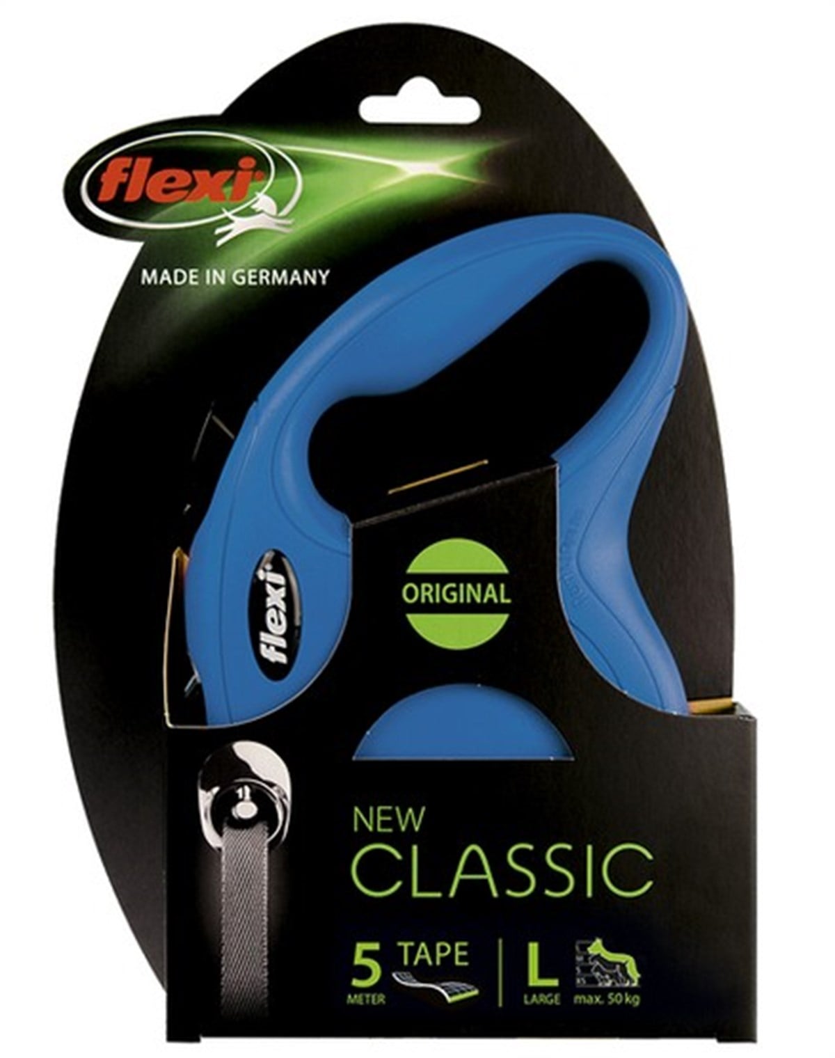 Flexi New Classic Mavi Otomatik Şerit Köpek Gezdirme Tasması-L