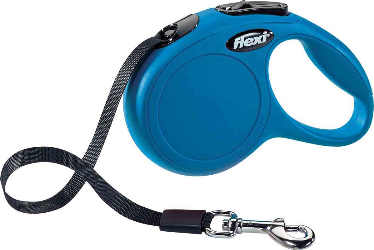 Flexi New Classic Mavi Otomatik Şerit Köpek Gezdirme Tasması XS