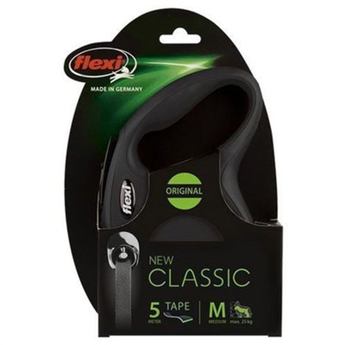 Flexi New Classic Siyah Otomatik Şerit Köpek Gezdirme Tasması-M