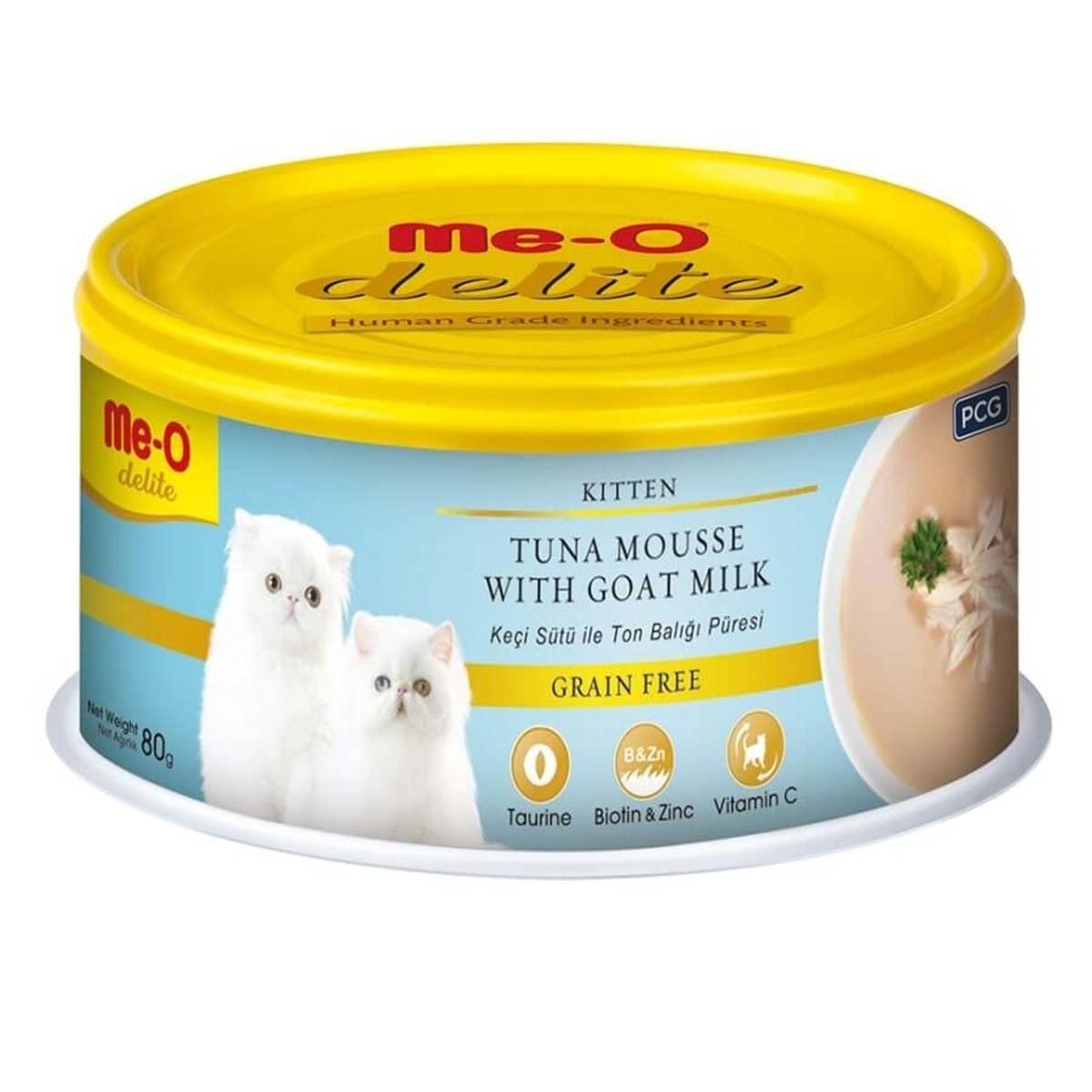 Me-O Delite Ton Balıklı ve Keçi Sütlü Tahılsız Yavru Kedi Konservesi 80 Gr